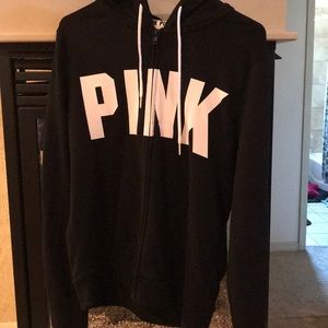 Pink Hoodie in Black Large W/ Buttons on sleeves